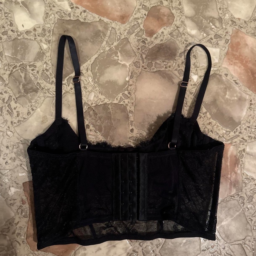 Macy's Black Lace Mesh Bralette - Picture 3 of 4